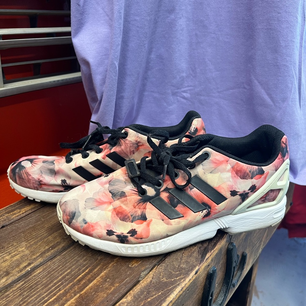 adidas Women's Floral Pink and Black Athletic Sneakers